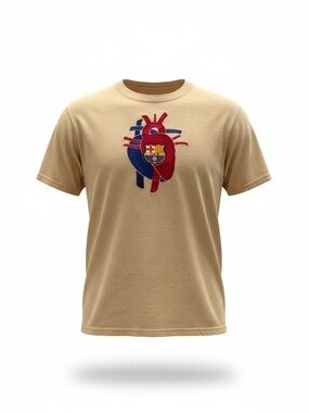 Nike Beige Short Sleeve Tee with Barcolena soccer patts culers del mon
